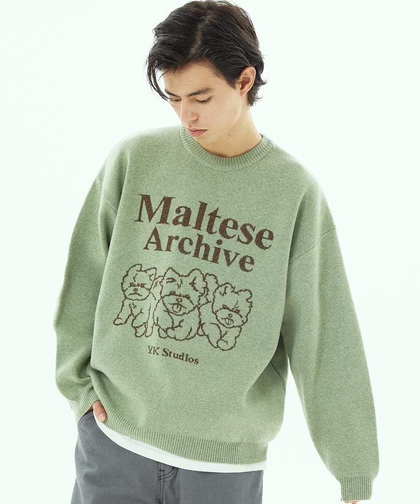 WAIKEI Maltese Archive Line Graphic Knit Mint