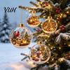 Decorative Acrylic Christmas Ornaments Tree Crystal Ball Pendant with LED Light, Built-in Christmas-themed Theme Hanging Charms Pattern Design,