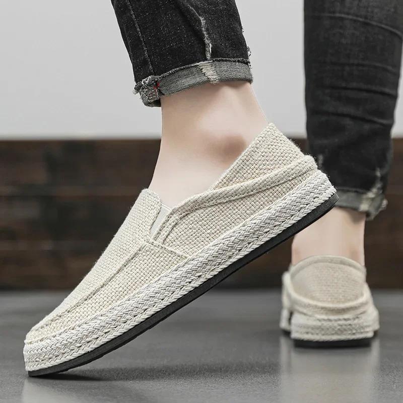 Men Summer Canvas Shoes Breathable Comfortable Casual Shoes Outdoor Walking Sneakers Loafers for Men Vulcanized Shoes 2025