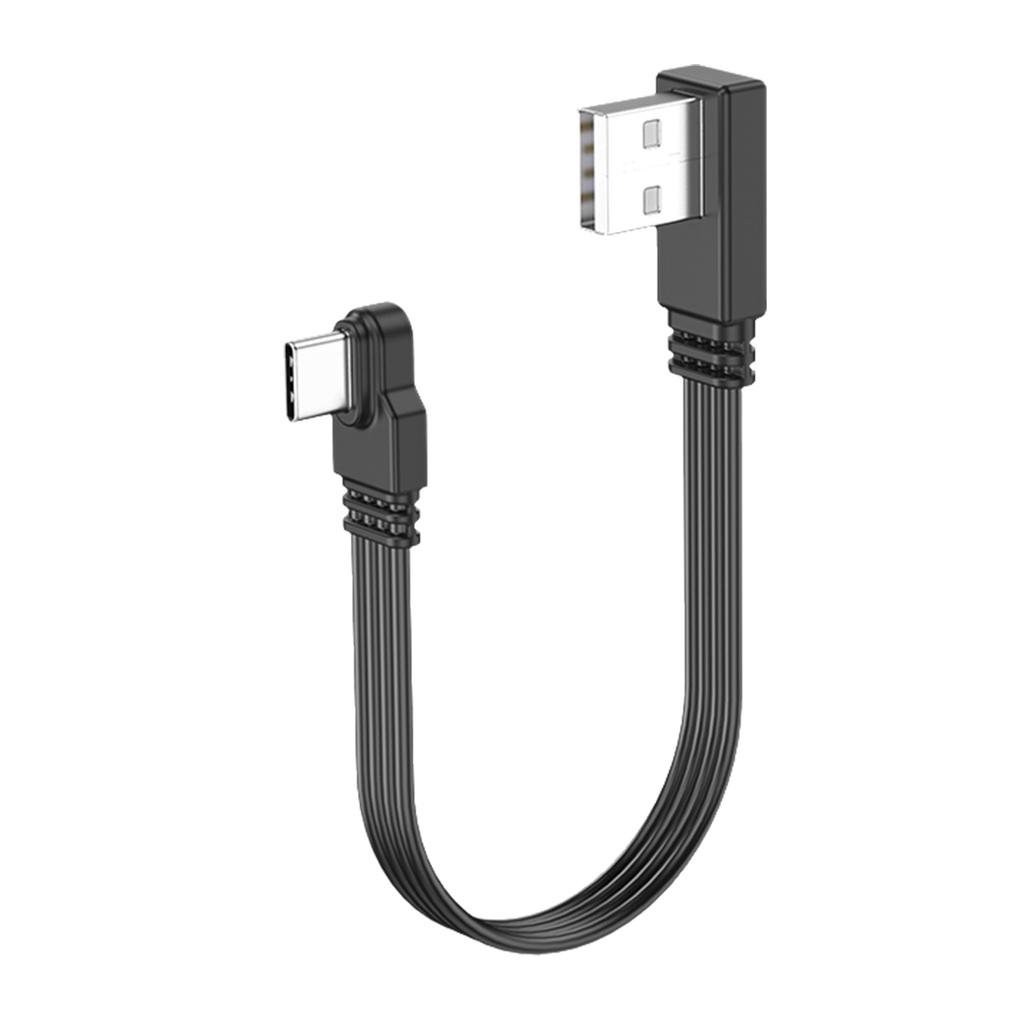 Кабель передачи данных USB 2.0 - Type C, 2 А, быстрая зарядка, скорость передачи данных 480 Мбит/с, плоский провод, колено 90 градусов для планшетов и телефонов