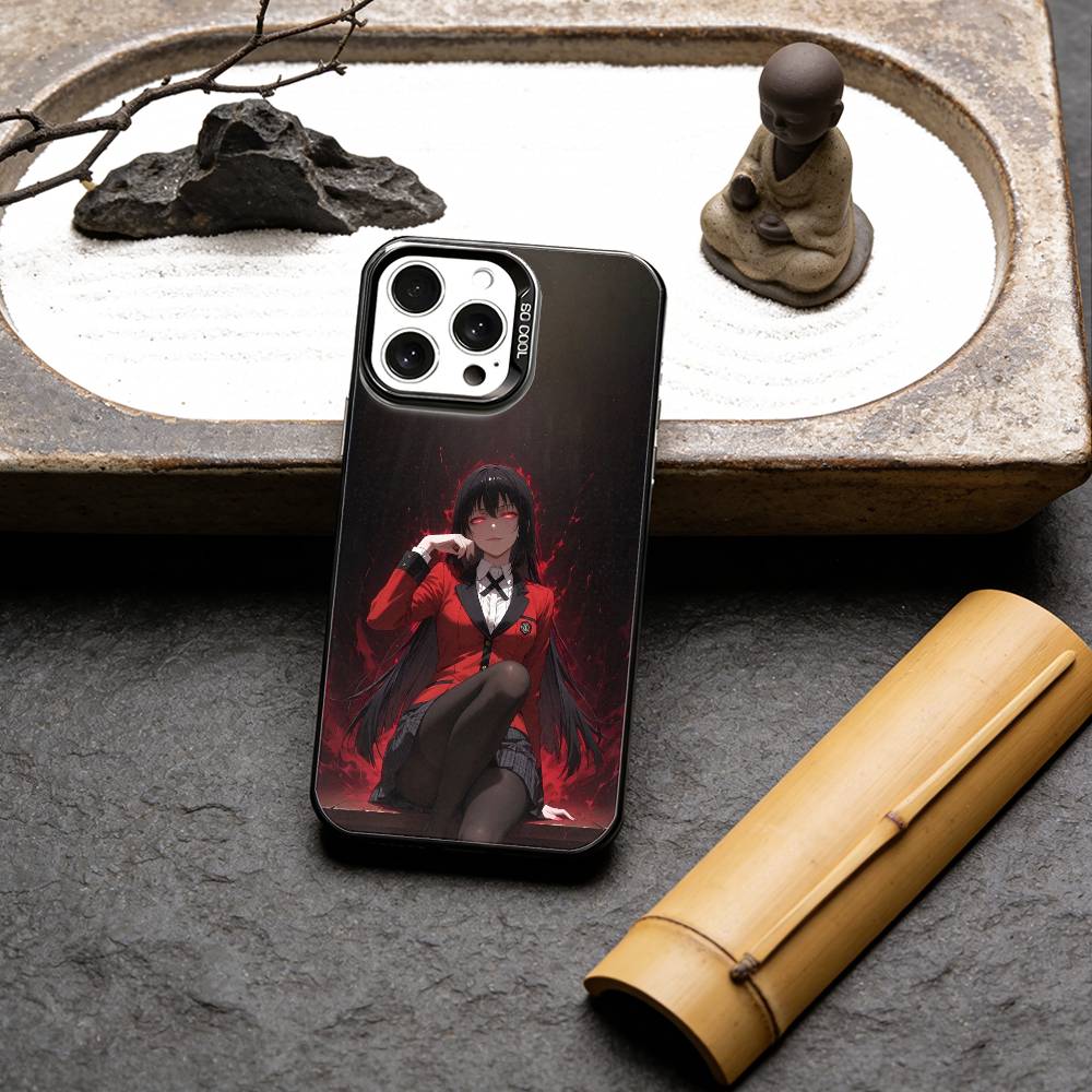 Чехол для телефона K-Kakegurui из аниме для iPhone 16 17 15 14 12 13 Pro Max Черного цвета Ударопрочный чехол