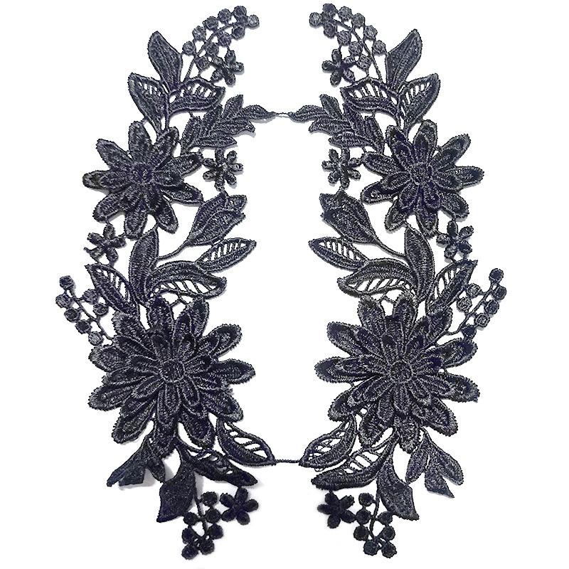 1 пара вышитых нашивок с отделкой 3D цветочная аппликация для одежды сумки кружево цветок DIY полые изысканные значки аксессуары 23X8 см