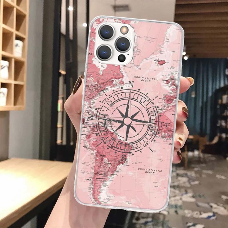 Карта мира Планы путешествий Мягкий чехол для телефона Для iPhone 14 13 12 Mini 11 Pro Max X XR XS 7 Plus 8 6 6S 5 5S SE 2020 14 7G Узор Чехол
