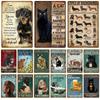 Retro Black Cat Metal Vintage Poster Funny Dog Wall Art Pet Sign Cafe Mural Plaque Metal Sign Tin Sign Plate Bathroom Home Decor