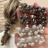 Pearl Spiral Rubber Band Telephone Wire Phone Cord Hair Tie Fashion Elastic Hair Band  Women