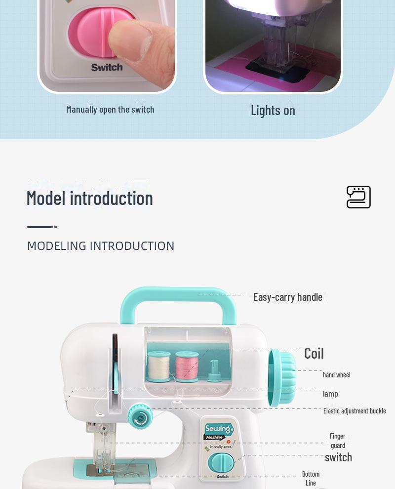 Детская электрическая двухниточная швейная машинка своими руками: Имитация легкого небольшого прибора для шитья в домашних условиях, идеальная игрушка ручной работы для девочек.