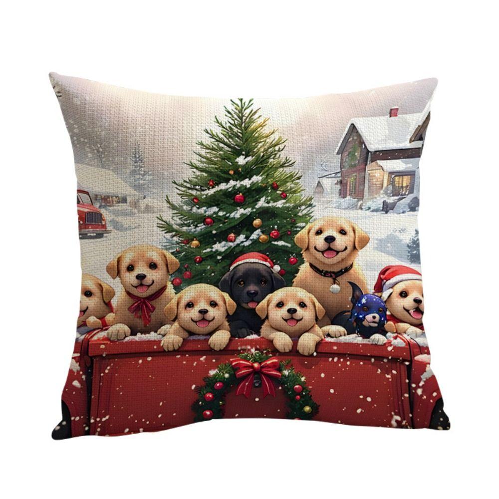 Flax Christmas Cushion Cover Luxury Xmas Throw Pillow Case Merry Christmas Pillow Cover  Bed