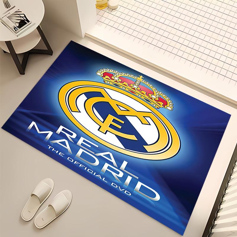 1pc Real Madrid logo Print Area Rug - Soft, Washable Non-Slip Indoor Mat, Living Room, Home Office Decorative Rug,Office Decorative