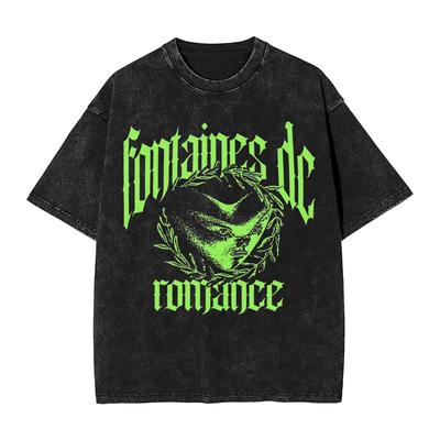 Футболка Fontaines Romance Хип-хоп Выстиранная Короткий рукав Уличная футболка Винтажная для мужчин женщин Топы Уличная одежда Футболка