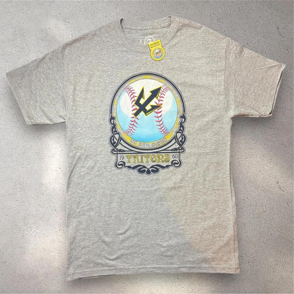 The Duck Company UC San Diego Tritons Baseball T- Shirt Gray Mens Large NEW