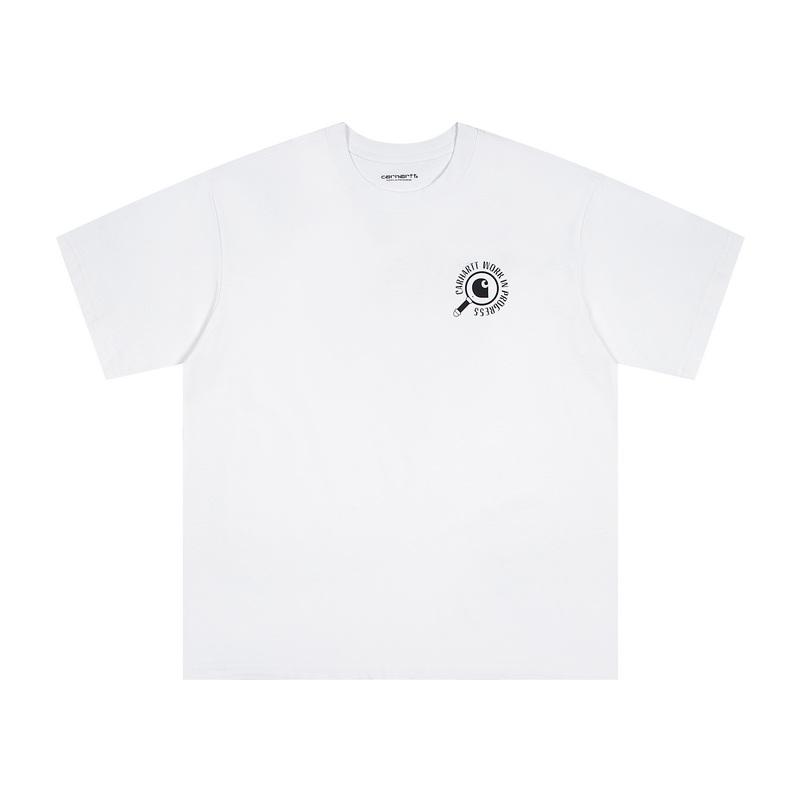 carhartt Лето 2025 года, новые мужские и женские хлопковые свободные футболки с круглым вырезом и новым принтом детективного узора