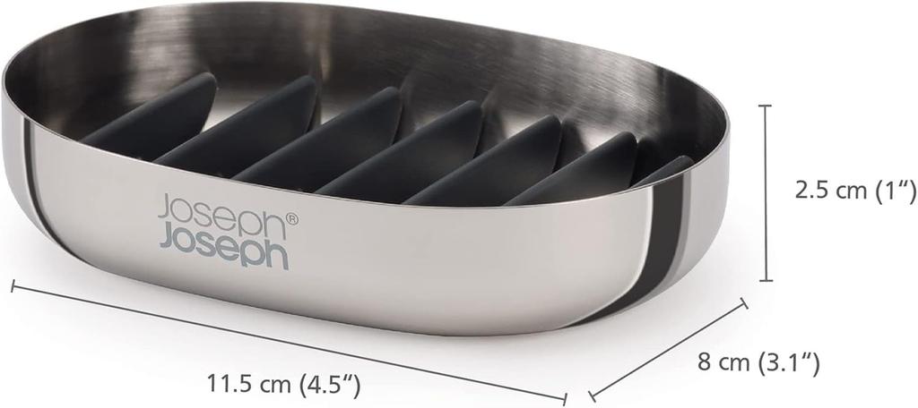 Подставка для мыла Joseph Joseph, Компактная мыльница, Легко хранить, Нержавеющая сталь Luxe [Оригинальный продукт] 70579