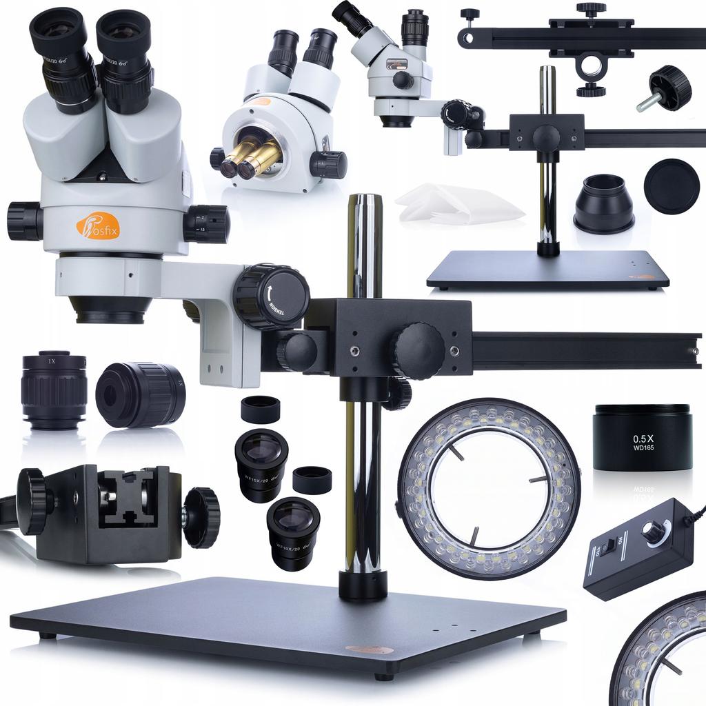 Rosfix Mikroskop Stereoskopowy Trinokularowy Pavo Pro MSPP-T-UDMS1 – Zakres Powiększenia 7x-270x | Oświetlacz 56xLED | Soczewka 0,5x