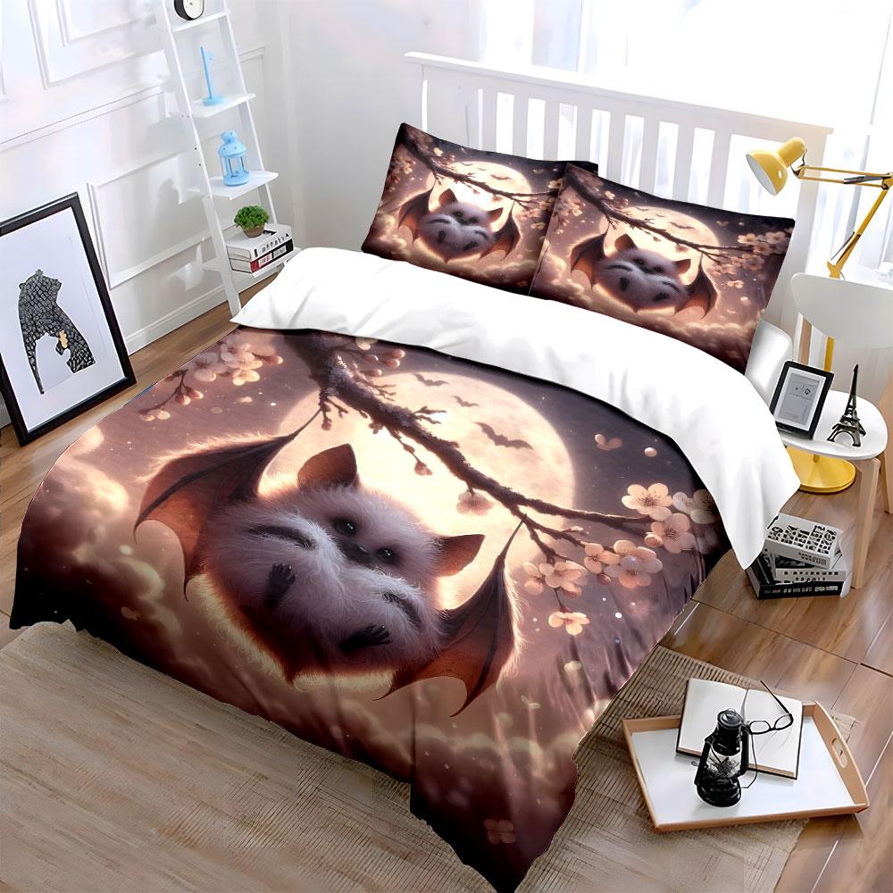 "Moonlit Sakura Decorative Set" Bedding Set with 1 Duvet Cover 2 Pillowcases Single Double King Queen, Gift