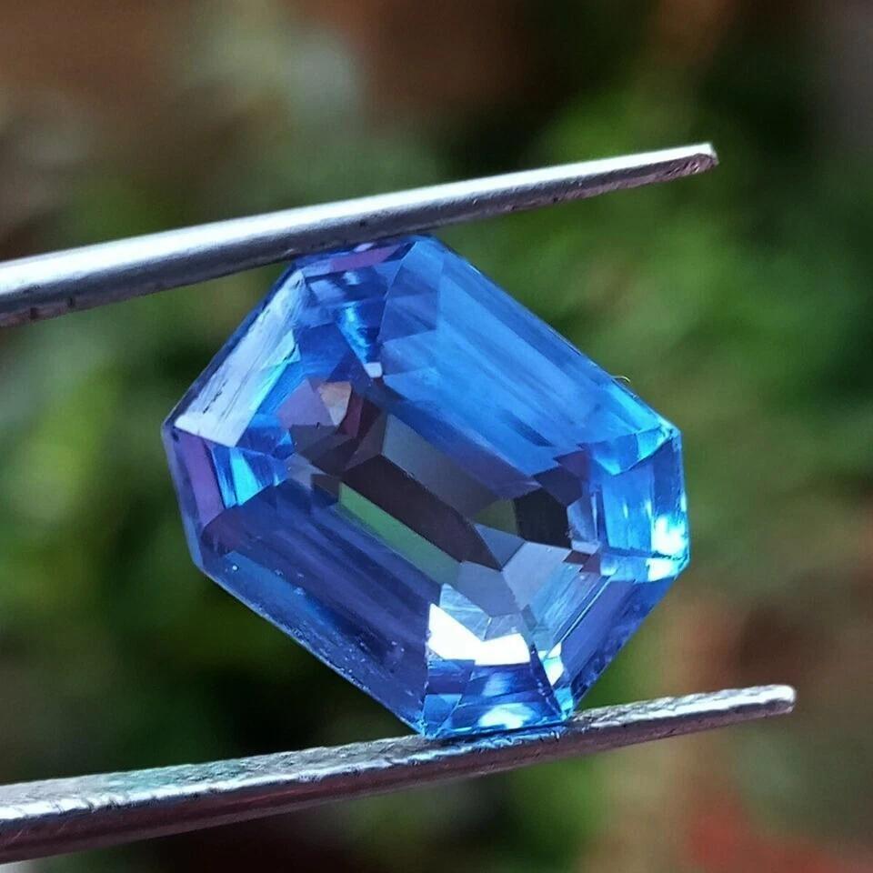 10-12 Ct Natural Blue Aquamarine Radiant Cut Stunning Certified Loose Gemstone