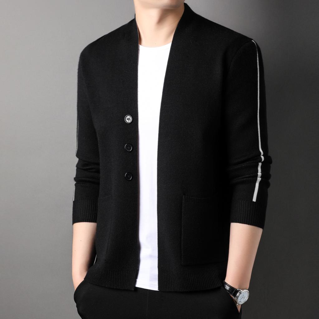 Young and Middle-aged Knitted Sweater Cardigan Men's Coat Autumn and Winter New Loose Trend Knitted Sweater Men's Wear