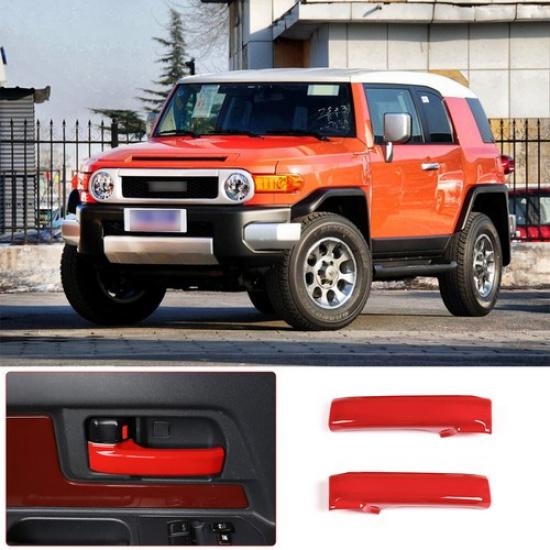 2PCS Red Inner Door Handle Open Cover Trim For Toyota FJ Cruiser 07-21