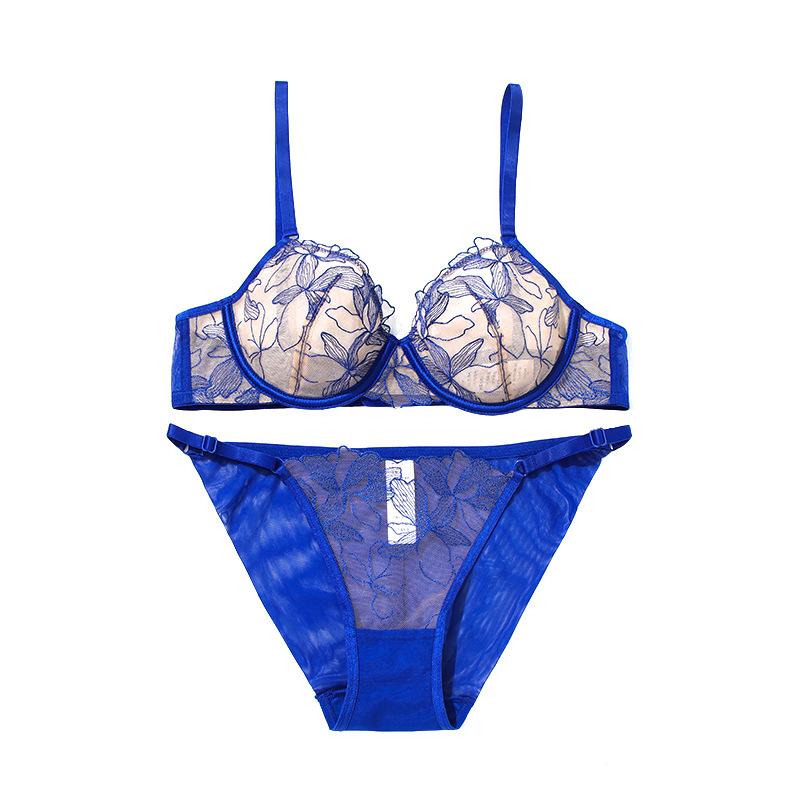 French Sexy Lace Underwear Set Small Chest Not Empty Cup Underwear Gathered Anti-sagging Bra Ultra-thin Skin-friendly Panties