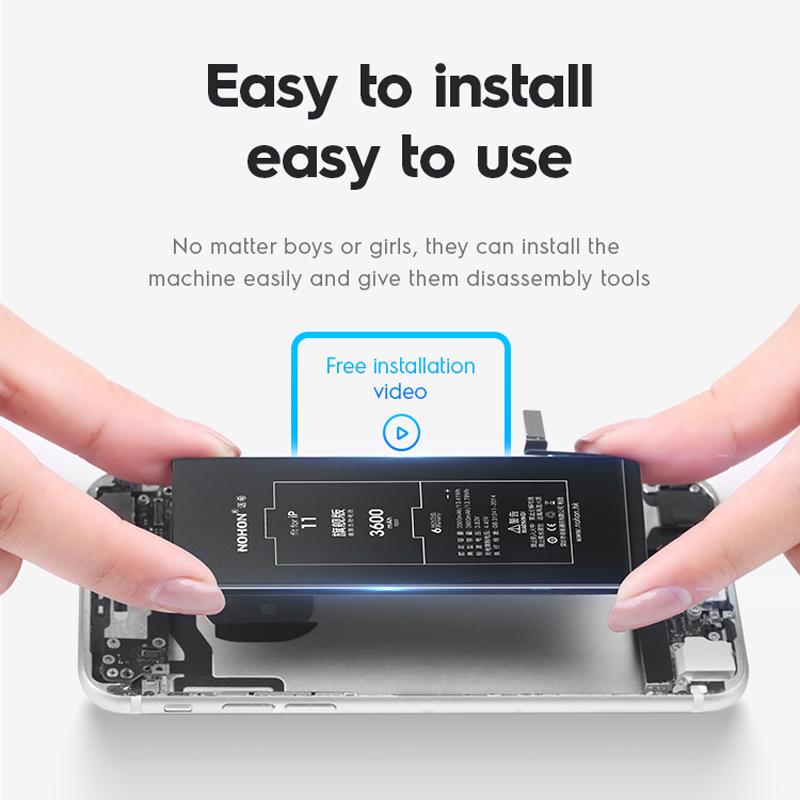 Батарея NOHON, запасная литий-полимерная батарея оригинальной емкости для Apple iPhone 5 5S SE 6 6S 7 8 X XR XS 11