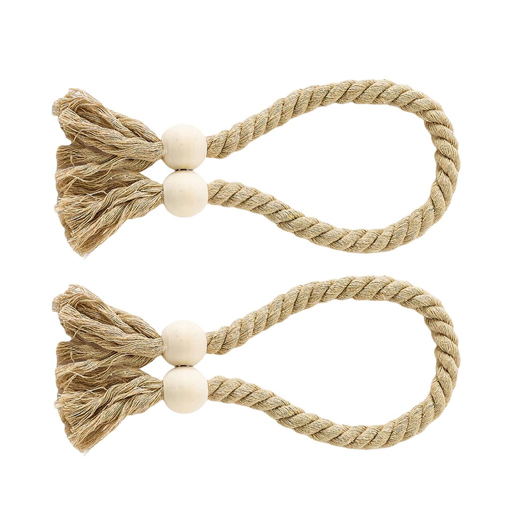 Магнитные подхваты для штор 2 шт. Плетеные вручную хлопковые веревки с кисточками, деревянные бусины, держатели для штор, домашний декор