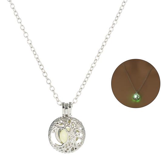 Tree Shape Pendant Charm Necklace Openable Luminous Stone Hollow Women Necklace Jewelry Accessory