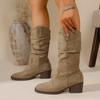 Модные Новые Элегантные Большие Средние Ботинки Зима Круглый Носок Удобная Толстая Подошва Нескользящие Повседневные Женские Ботинки Рыцарские