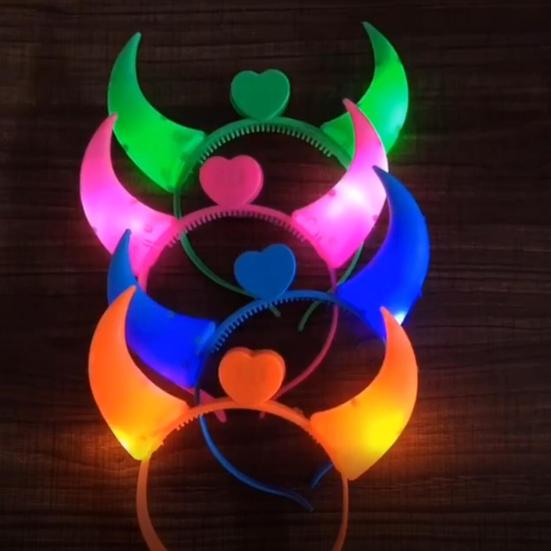 Заколка для волос с узором в виде рогов, светящаяся пластиковая повязка на голову для детей и взрослых, аксессуары для косплея