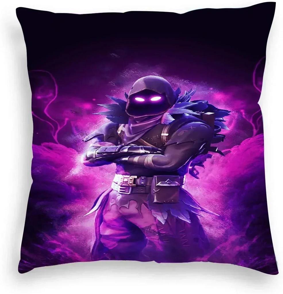 Fortnite Cushion Cover Plush Anime Pillowcase Plush Pillow Cases Home Decoration Pillow Cover for Sofa Bed Chair Living Room