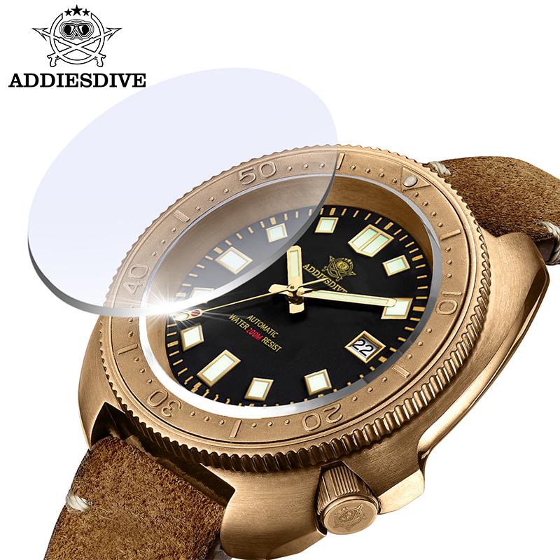 ADDIESDIVE AD2104-8215 Reloj Hombre CUSN8 Solid Bronze 20Bar Waterproof Automatic Mechanical Watch Sapphire Glass Wristwatches