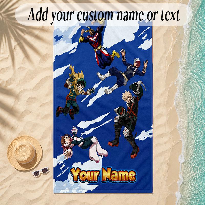 Beach TowelMy Hero Academia Custom Name Text Personalized Soft Towel for Beach Pool Indoor Home Decor Gift