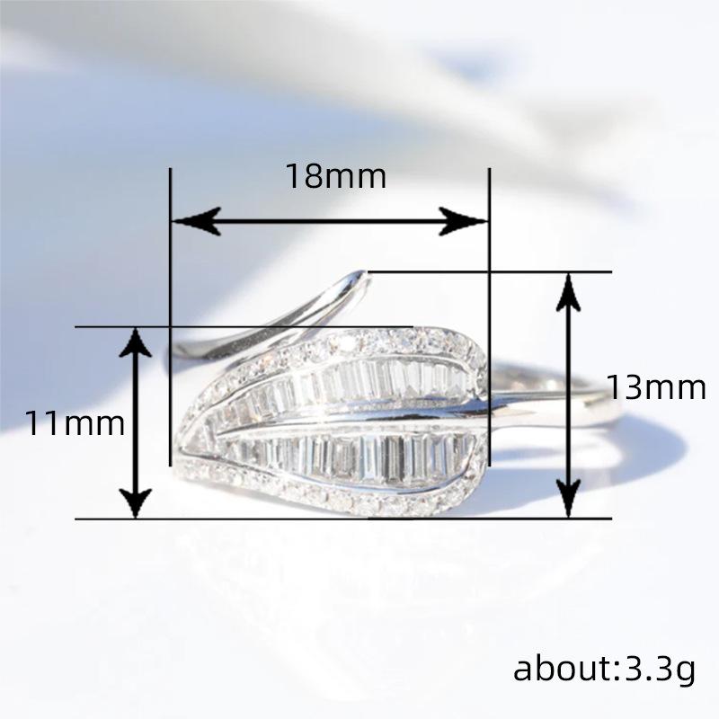 Xiaomi Huitan Delicate Women Leaf Shaped Opening Ring for Daily Fresh Style Silver Color Party Accessories with Shiny CZ Trendy Jewelry