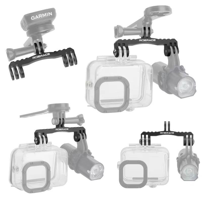 Держатель для велосипедного компьютера RIDERACE, двойной кронштейн для камеры, алюминиевый сплав для велосипеда, адаптер для подставки GoPro Hero 11/10/9/8/7/6/5