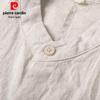 Мужская рубашка Pierre Cardin, 100% лен, китайский стиль, с воротником-стойкой, с коротким рукавом