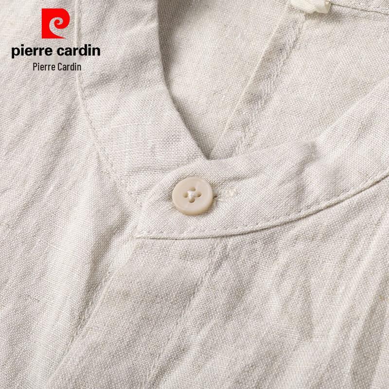 Мужская рубашка Pierre Cardin, 100% лен, китайский стиль, с воротником-стойкой, с коротким рукавом