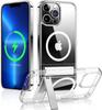 Магнитный прозрачный чехол для телефона Magsafe с подставкой для iPhone 14 Pro Max 13 12 11 15 Plus Мини противоударная задняя крышка для мобильного телефона