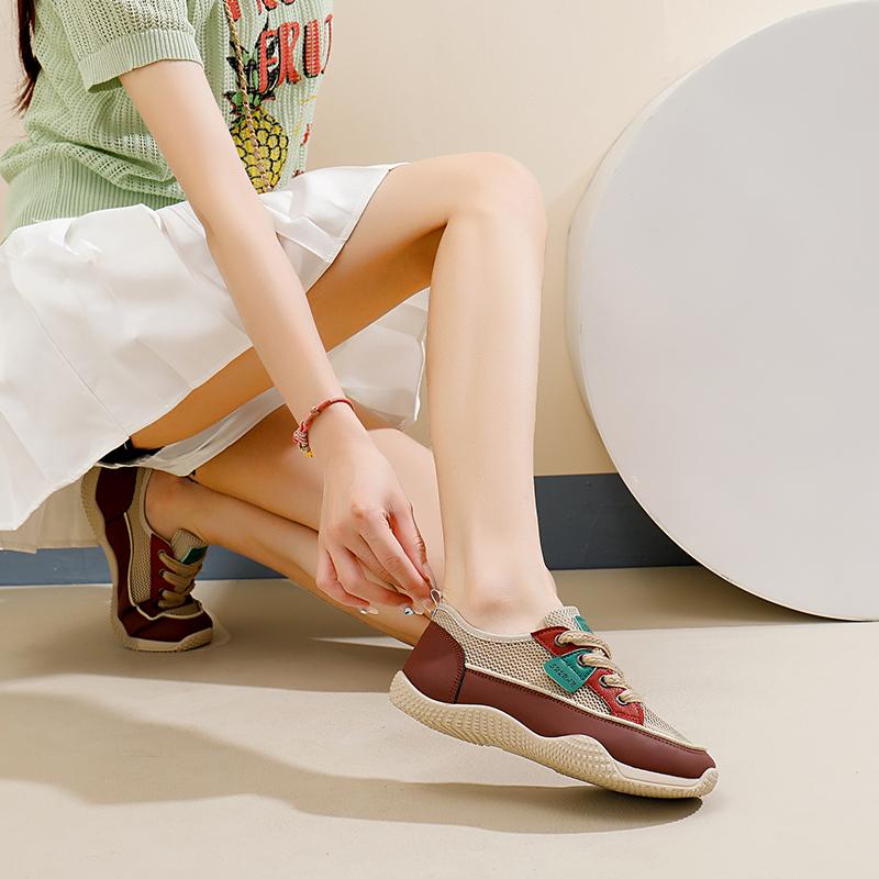 Casual Low Heel Sneakers for Women New Hot Sale Summer Mixed Colors Ladies Shoes Lace-up Pu Women's Vulcanize Shoes