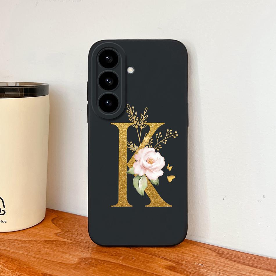 Чехол-буква с цветами для Samsung S26 Ultra Чехол для Samsung S26 Plus Задняя крышка Мягкий жидкий силикон Fundas для Galaxy S 26