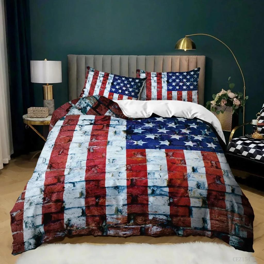 Пододеяльник с флагом США King Size Креативный патриотический комплект постельного белья США для взрослых и подростков Микрофибра Пододеяльник