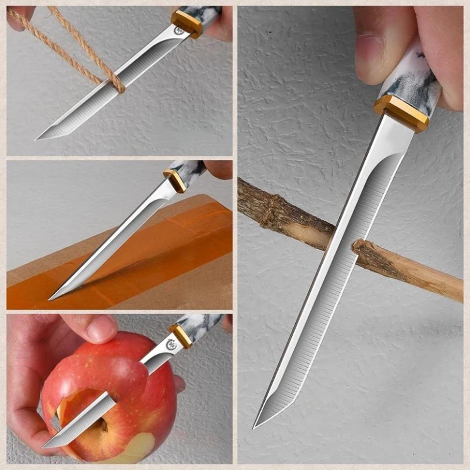 Маленький нож из нержавеющей стали Cloud Ink, имитация деревянной рукоятки, карманный нож для переноски, острый, режущий фрукты, ветки