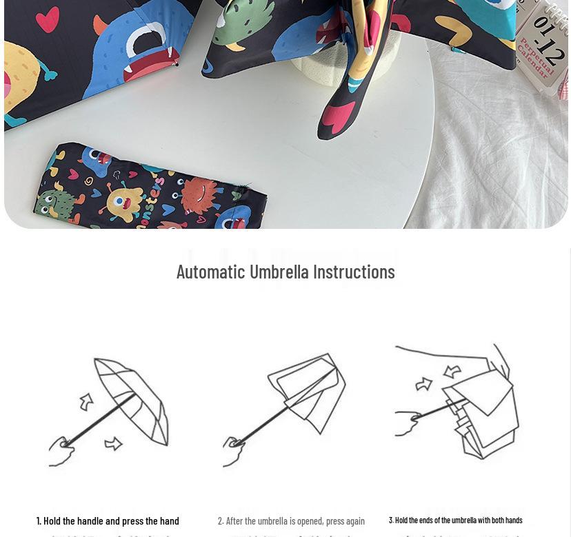 Cute Cartoon Kids' Auto Umbrella: Sun & Rain Protection with UV Shield