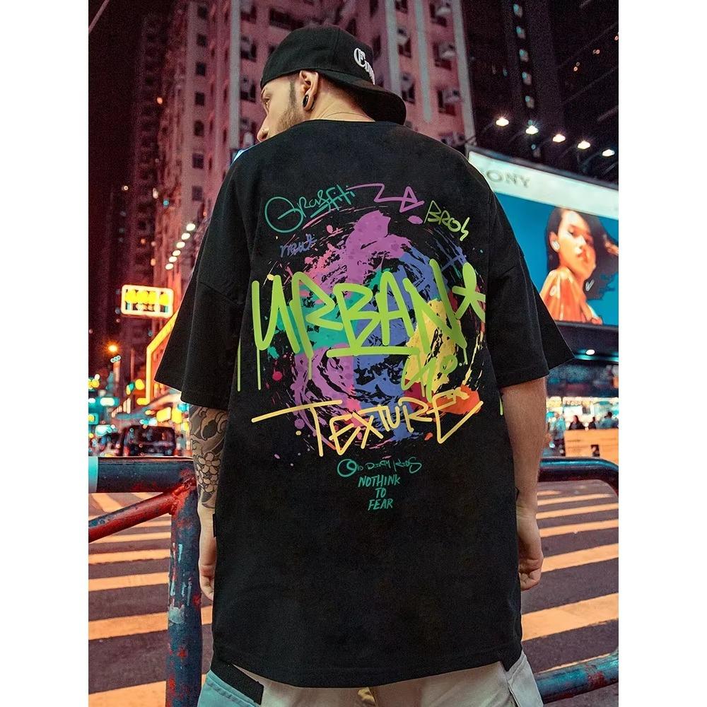 Европейский и американский бренд уличной моды, мужская футболка оверсайз, хип-хоп с принтом, мужская футболка с коротким рукавом, свободная, для уличных танцев, хип-хоп