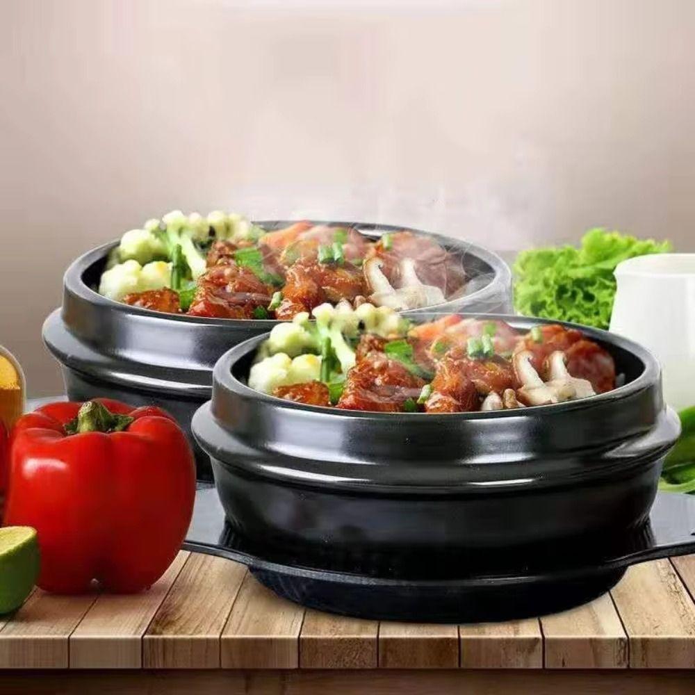16cm Size Casserole Clay Pot with Tray Ceramic Soup Pot Kitchen Cookware Korean Stone Pot  Bibimbap