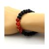 Pierres et Minéraux. Bracelet Perles Agate Rouge + Onyx noir mat 8 mm. Fabriqué en France.