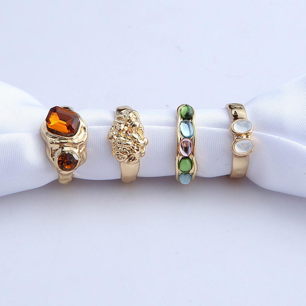 4pcs Colorful Resin Finger Rings Jewelry Set Versatile Resin Rings Set Finger Accessory For Enhancing Any Outfit