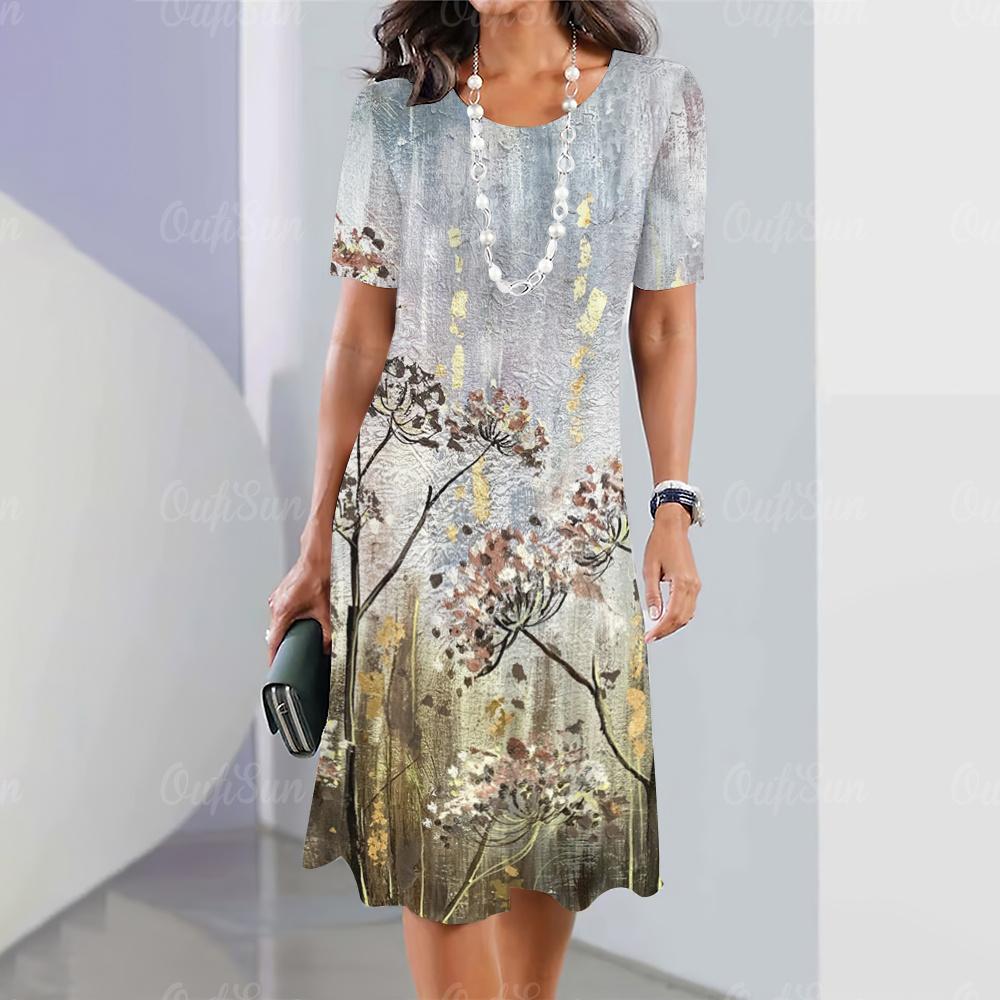 New Women's Dresses Leaf 3D Print Elegant & Beautiful Dresses Fashion Plus Size Women's Dressess