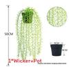 Faux Hanging Vine Plant With Green Leaves For Balcony And Party Decoration