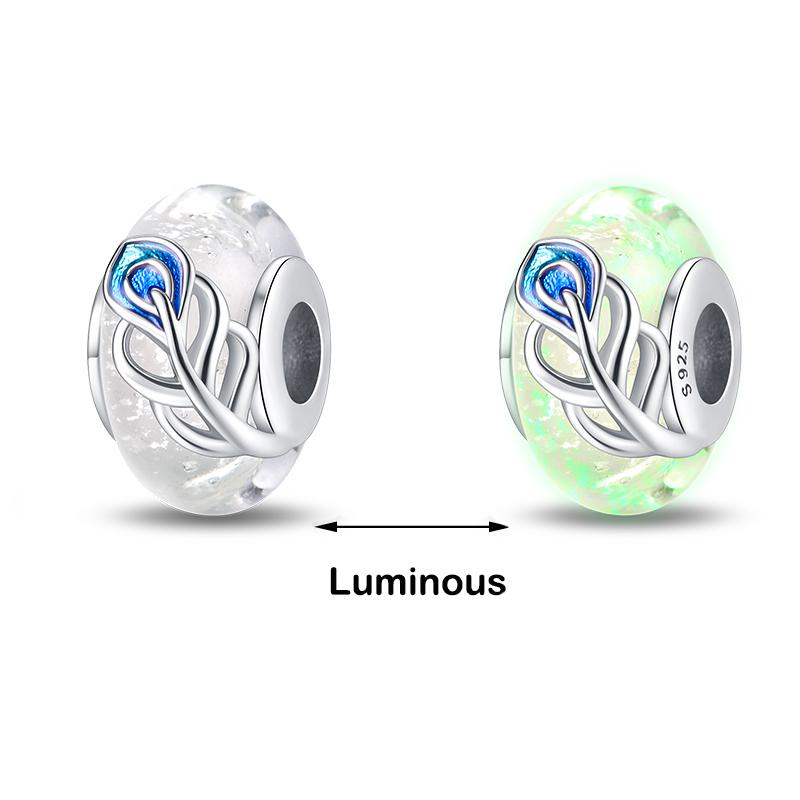 100% 925 Sterling Silver Firefly Star Bling Bling Blue Luminous Charms Beads Fit 925 Original Bracelets DIY Fine Jewelry