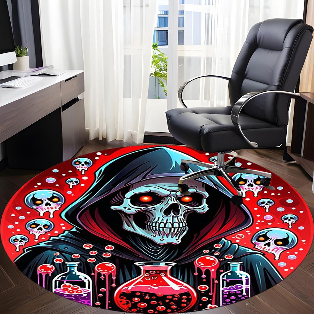 1pc Grim Reaper Chair Carpet for Office, Non-slip, Soft and Durable Leisure Rug, Perfect for Office, Living Room yy251103145