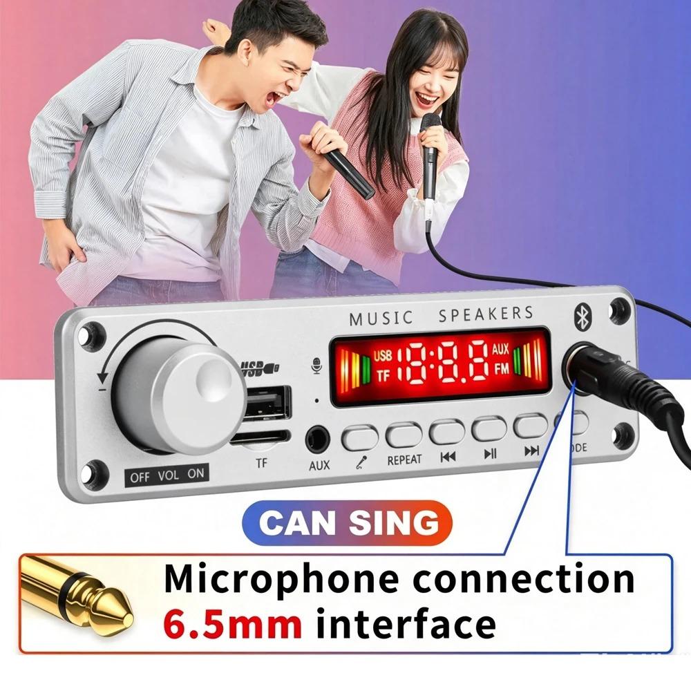 KEBIDUMEI 200W Digital Amplifier MP3 Decoder Board DC 8V 26V Bluetooth 5.0 Adapter FM Support TF USB FM Mic DIY Music Player 4