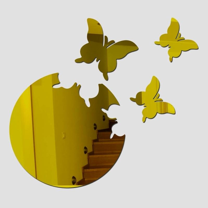 4 шт. 3D бабочка DIY зеркало настенная наклейка эстетический декор комнаты наклейки наклейка спальня ванная комната домашний декор модный декор стены